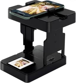 Scanner de filme móvel de 35 mm, visor de slides e negativos converte slides de 35 mm e negativos em fotos digitais (2 pilhas AA incluídas) preto