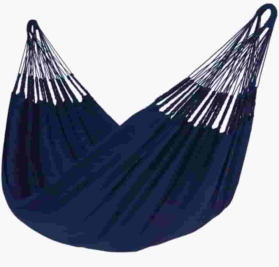 Rede De Descanso Dormir Balanço Casal Jeans Reforçada Grande 3,6 Metros - Ideal Para Camping, Hotel, Praia, Acampamento, Jardim, Varando, Sítio, Chárcara, Apartamento, Viagem, Fazenda (Azul)