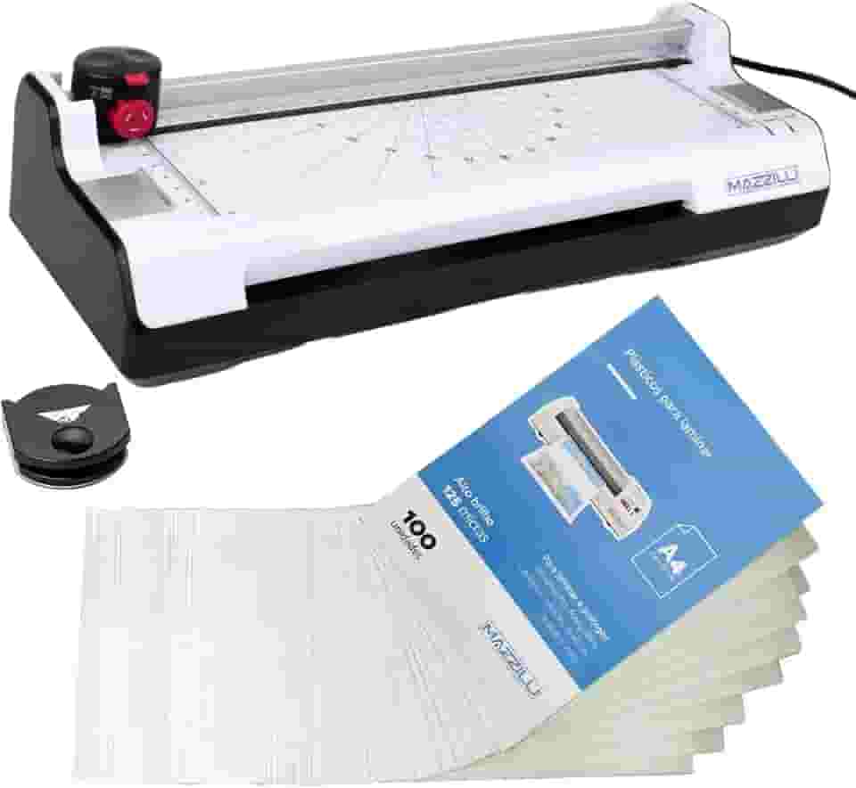 Kit Plastificadora Refiladora 3x1 A4 + 100 Plástico Plastificação KP08 (110)