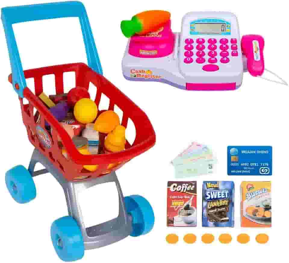 Mercadinho Caixa Registradora C/ Carrinho Brinquedo Infantil