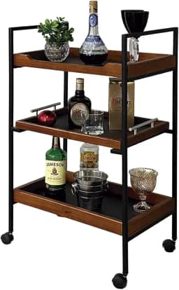 Carrinho Barzinho Para Servir Cantinho Café Chá Adega Bar Aparador Adega Bebidas Decoração Copos Sala Estar Cor:Borda Ma