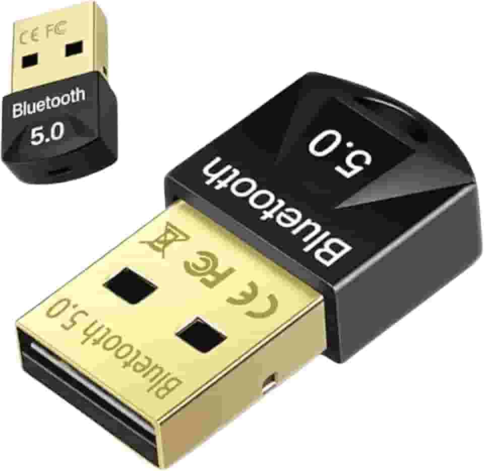 Receptor Adaptador Bluetooth 5.0 USB 2.0 para PC e Notebook – 20m de Alcance – Compatível com Windows 7/8/8.1/9/10/11 – Conecta Mouse, Teclado, Fones, Controle Gamer e Impressoras - Premium