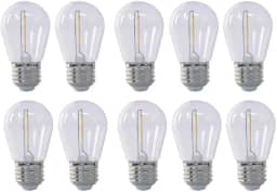Kit com 10 - Lâmpada de Filamento Bolinha S14 E27 LED 1W Âmbar 2400K Para Varal de Luzes Externo IP66 (110, Volts)