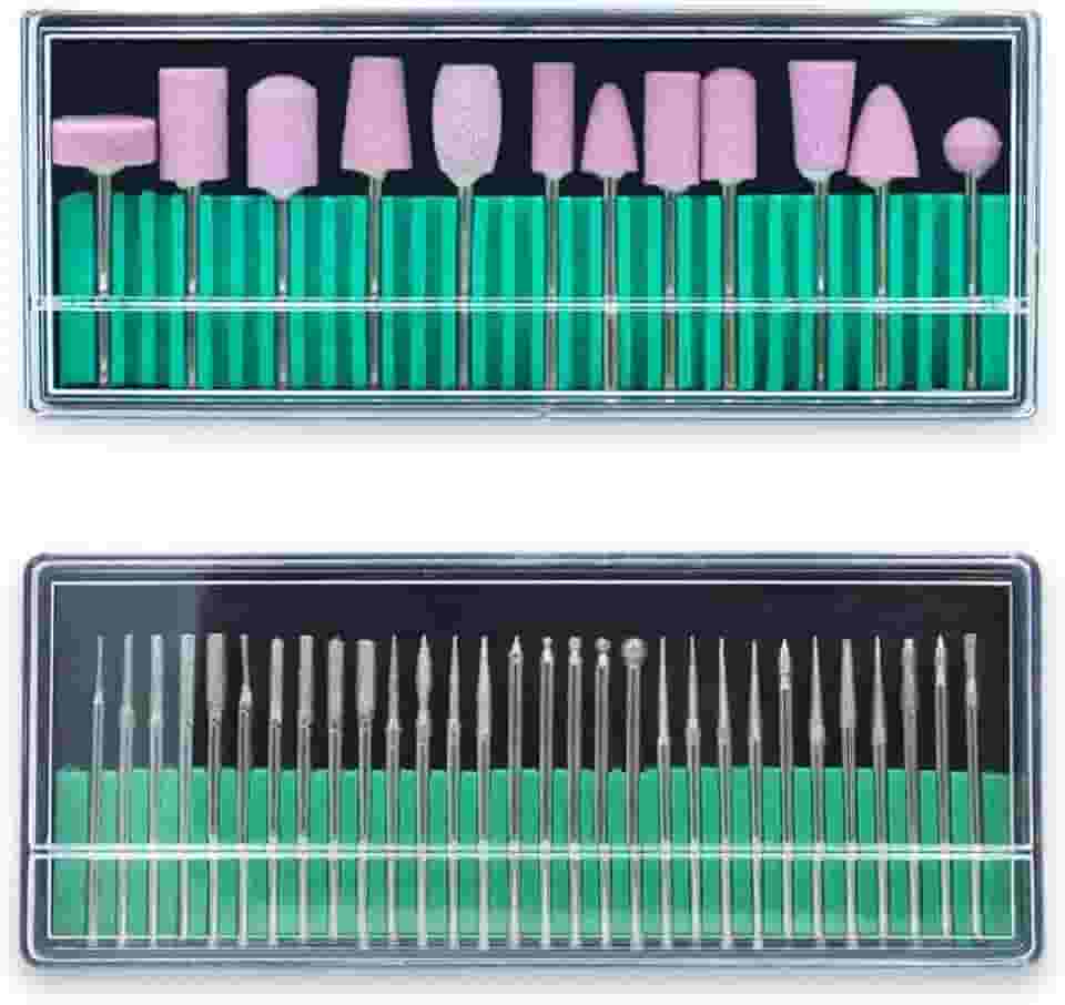 Kit 30 Brocas Diamantadas + 12 Brocas Polimento Unhas de Gel