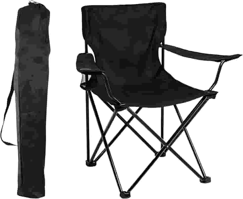 Cadeira de Camping Dobrável com Porta-Copos – Leve, Compacta e Portátil para Praia, Pesca e Viagens