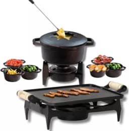 kit Fondue 1,7 L Com 6 Malgas Mais Rechaud Chapa De Ferro Fundido