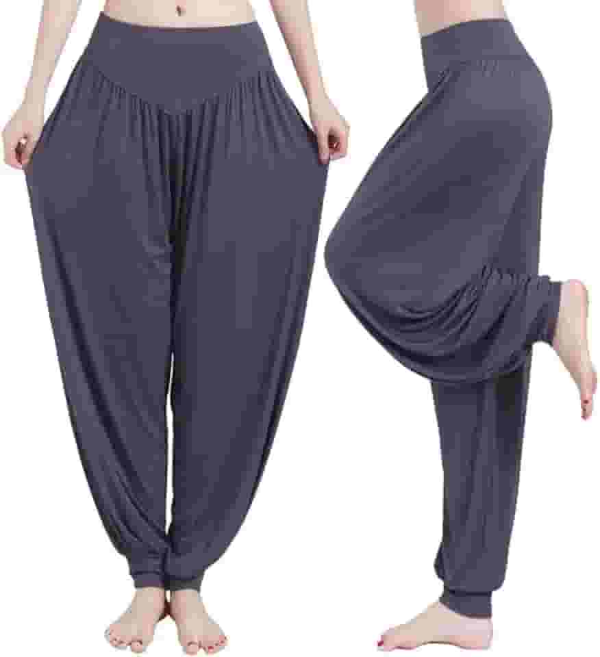Calças Femininas de Harém Modal de Cintura Alta para Dançar e Fazer Exercícios