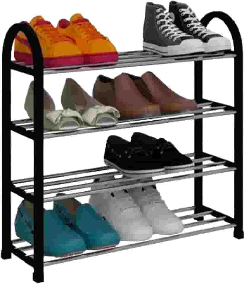 Sapateira Organizador de Sapatos Vertical com 4 Prateleiras, Estrutura em Metal, Suporte para Calçados tênis 8 pares