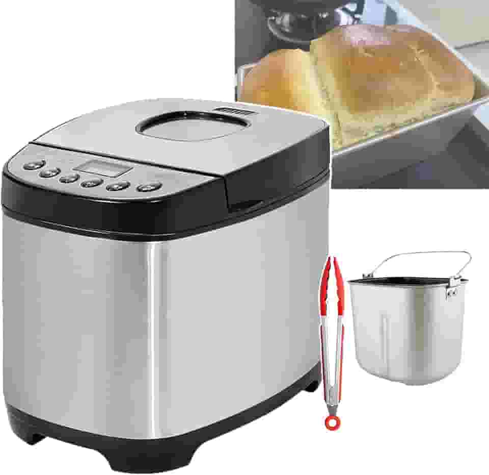 Máquina de fazer pão elétrica inteligente 12 em 1, capacidade de 1,5-2 libras, temporizador de 13 horas, função automática de manter aquecido por 1 hora, com visor LCD