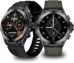 Smartwatch Premium AM18 Tela AMOLED 1.46' com NFC, Chamadas Bluetooth, Monitor Cardíaco, IP68, Tela Dividida, Bateria Longa – 2 Pulseira Silicone, 100+ Aplicativos e Conexão Android e Ios