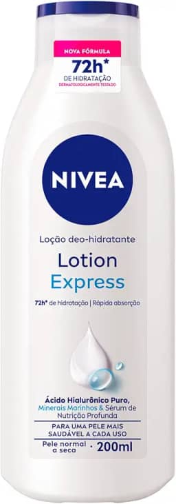 NIVEA Loção Hidratante Corporal Lotion Express - Loção Hidratante com textura leve que hidrata profundamente, protege do ressecamento e auxilia na regeneração da pele - 200ml