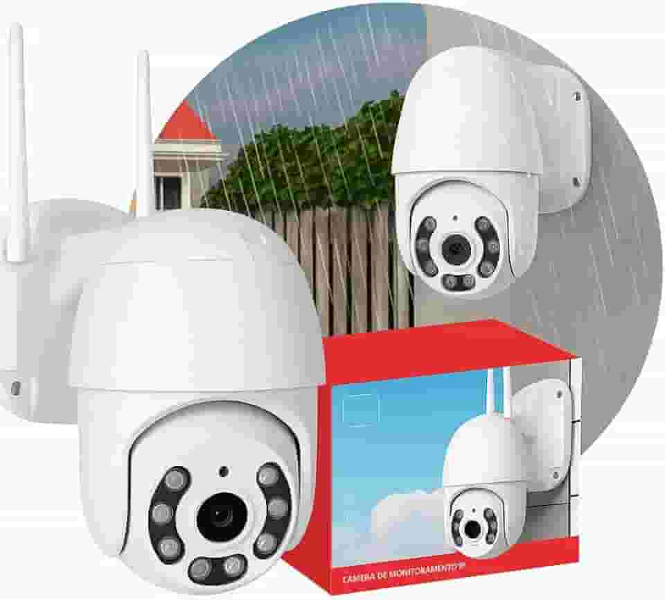 Câmera de Segurança Wi-Fi Externa 360° HD 1080p com Visão Noturna Colorida, IP66 à Prova d’Água e Poeira, Detecção de Movimento e Áudio Bidirecional