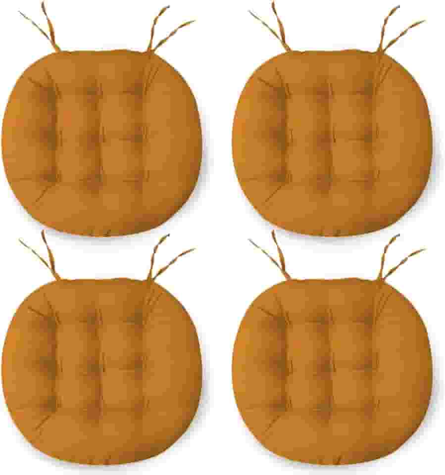 Kit 4 Almofadas Assento Cadeira Futton Futon 40x40cm Redondo Cores Diversas (Mostarda)