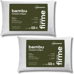Kit 2 Travesseiros Firme Fibra de Bambu, 50x70cm, Fibra Siliconada, Antialérgico, Branco