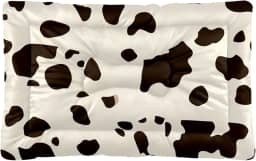 Cama para animais de estimação ultramacia, almofada ortopédica de 3 cm de espessura, suporte de borracha antiderrapante para segurança lavável e de secagem rápida, vaca marrom tamanho pequeno para