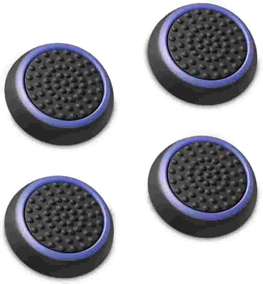 Fosmon Tampas de joystick de desempenho para Nintendo Switch 2, Switch 1, Joycon Grip, PS5, PS4, Xbox One, Xbox Series X/S, punhos de controle de borracha - Preto/Azul (2 pares - 4 peças)