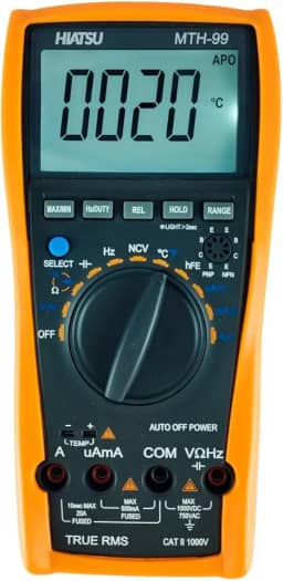 Multímetro Digital True RMS Hiatsu MTH-99 com NCV, Capacímetro Sonoro, Display Iluminado, Data Hold, Continuidade, Tensão AC/DC, Ferramenta Profissional HVAC-R Elétrica Ar Condicionado Refrigeração