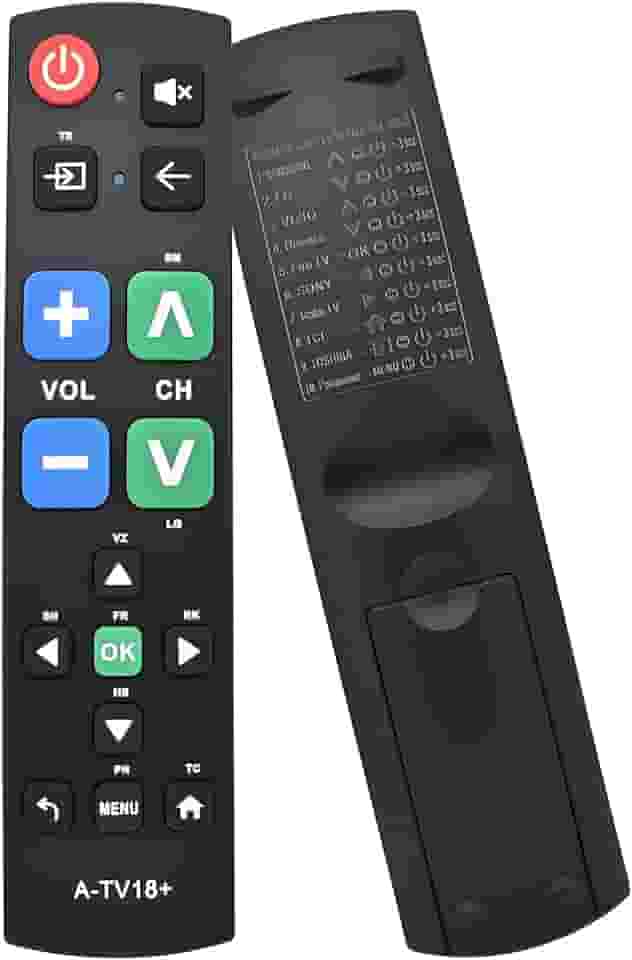 Controle remoto universal de TV com botão grande para idosos, fácil de usar, controle remoto simples para TV, botões grandes e layout claro, controle remoto universal ideal para idosos e usuários de