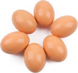 YunKo 6 peças de ovos de madeira de ninho falso ovos de páscoa obter galinhas para colocar ovos, crianças, jogo de cozinha, brinquedo de comida - cor de tronco