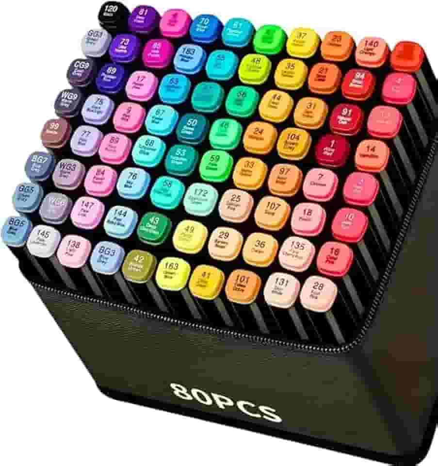 Caneta Marcador Touch para Colorir Desenho Boobie Goods Profissional, Ponta Dupla, Codificados por Cores, Caixa de Bônus marcadores artisticos, Canetinha Touch Coloridas para Boobie Goods (80 Cores)