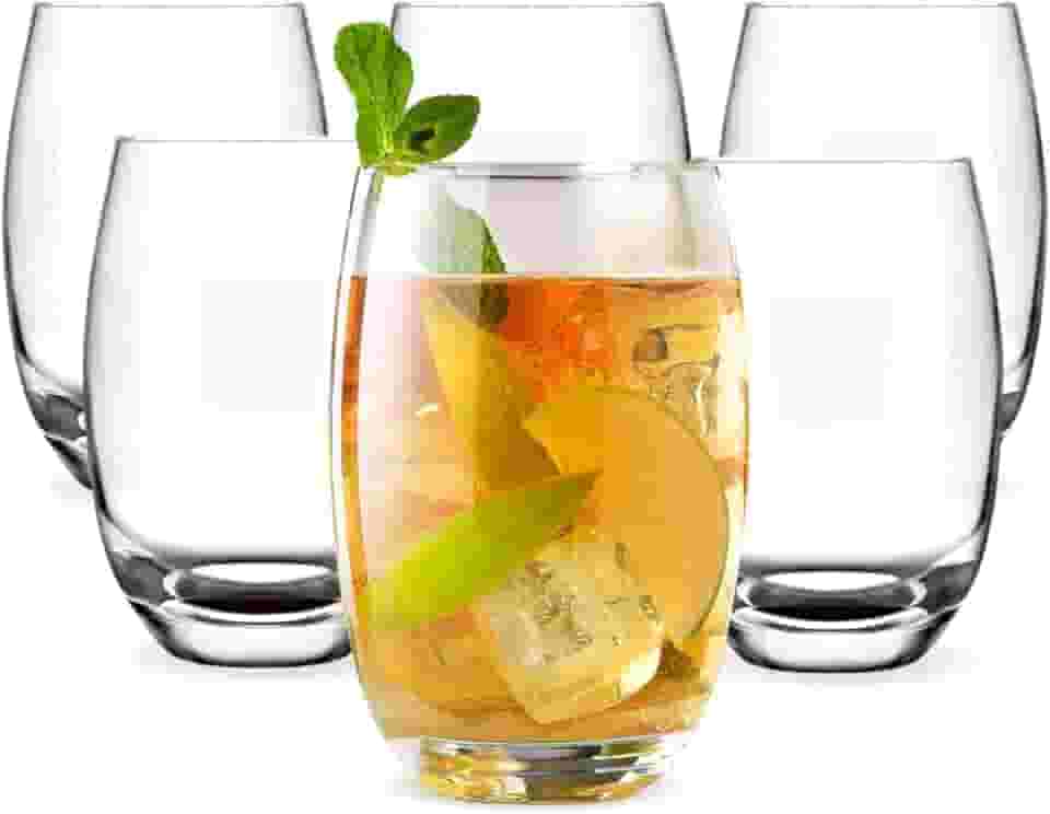 Jogo 6 Copos Luxo 465ml Em Vidro Grosso Grande Drink Agua Refri Suco Bebidas Mesa Posta Resistente Moderno Presente Casa Nova