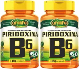 Vitamina B6 (Piridoxina) - 2 unidades de 60 Cápsulas - Unilife