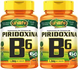 Vitamina B6 (Piridoxina) - 2 unidades de 60 Cápsulas - Unilife