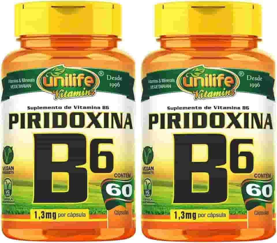 Vitamina B6 (Piridoxina) - 2 unidades de 60 Cápsulas - Unilife