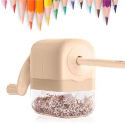 Apontador de lápis manual, apontador de lápis de manivela com ponta ajustável (6 mm-8 mm) - bege