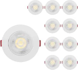 Kit 10 Spot Led Smd 7w Dicróica Direcionável Redondo (Branco Quente)