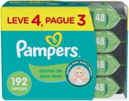 Lenços Umedecidos Pampers Aroma de Aloe Vera 192 Unidades, Pampers