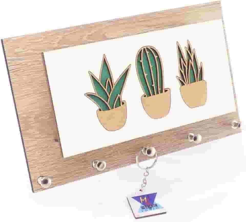 Porta Chaves e Cartas Cacto Madeirado Claro