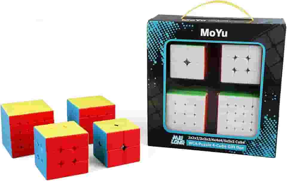 Box Cubo Mágico Moyu 2x2x2 + 3x3x3 + 4x4x4 + 5x5x5 Stickerless