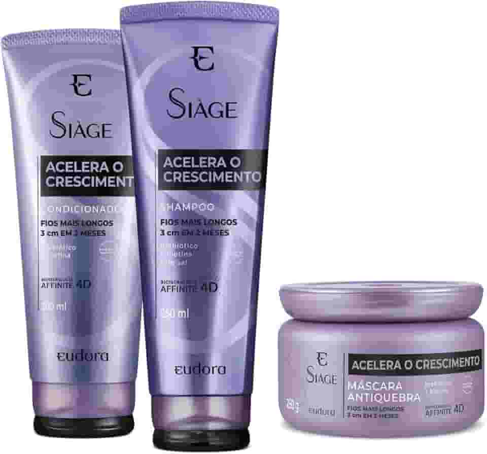 Eudora Combo Siàge Acelera o Crescimento: Shampoo 250ml + Condicionador 200ml + Máscara Capilar 250g