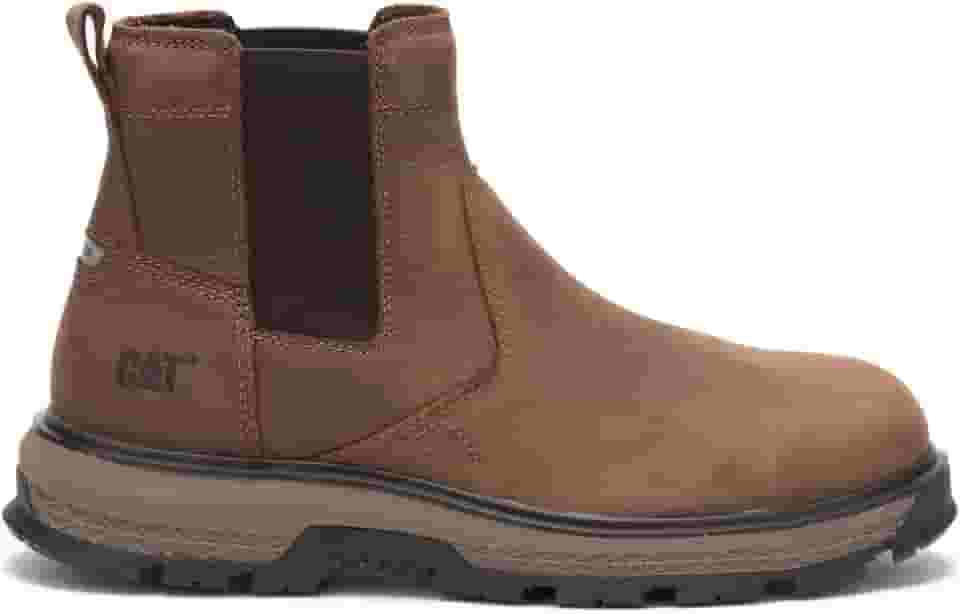 Bota de construção Caterpillar Exposition Chelsea, bico de liga metálica masculino