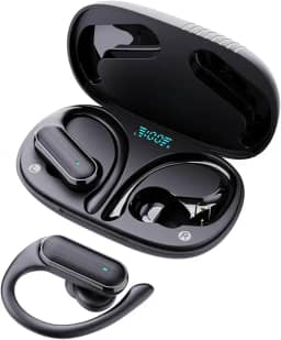 BR Lion Fone de Ouvido Bluetooth sem fio Fone TWS Bluetooth Com Cancelamento De Ruído Esportivo bluetooth com ganchos de ouvido com microfone 60 horas de reprodução (Preto-A520)