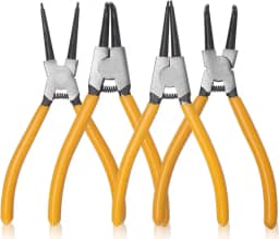 Jogo De Alicate Extrator Travar Anéis 7 Polegadas Curvo Reto 4 Peças