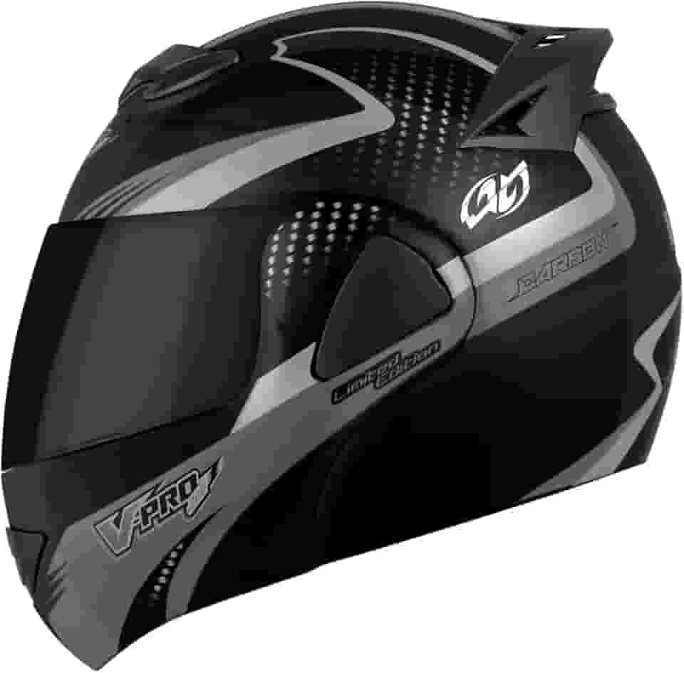 Capacete Articulado V-Pro Jet 2 Carbon Fundo Preto 60 Viseira Fumê Preto/Cinza