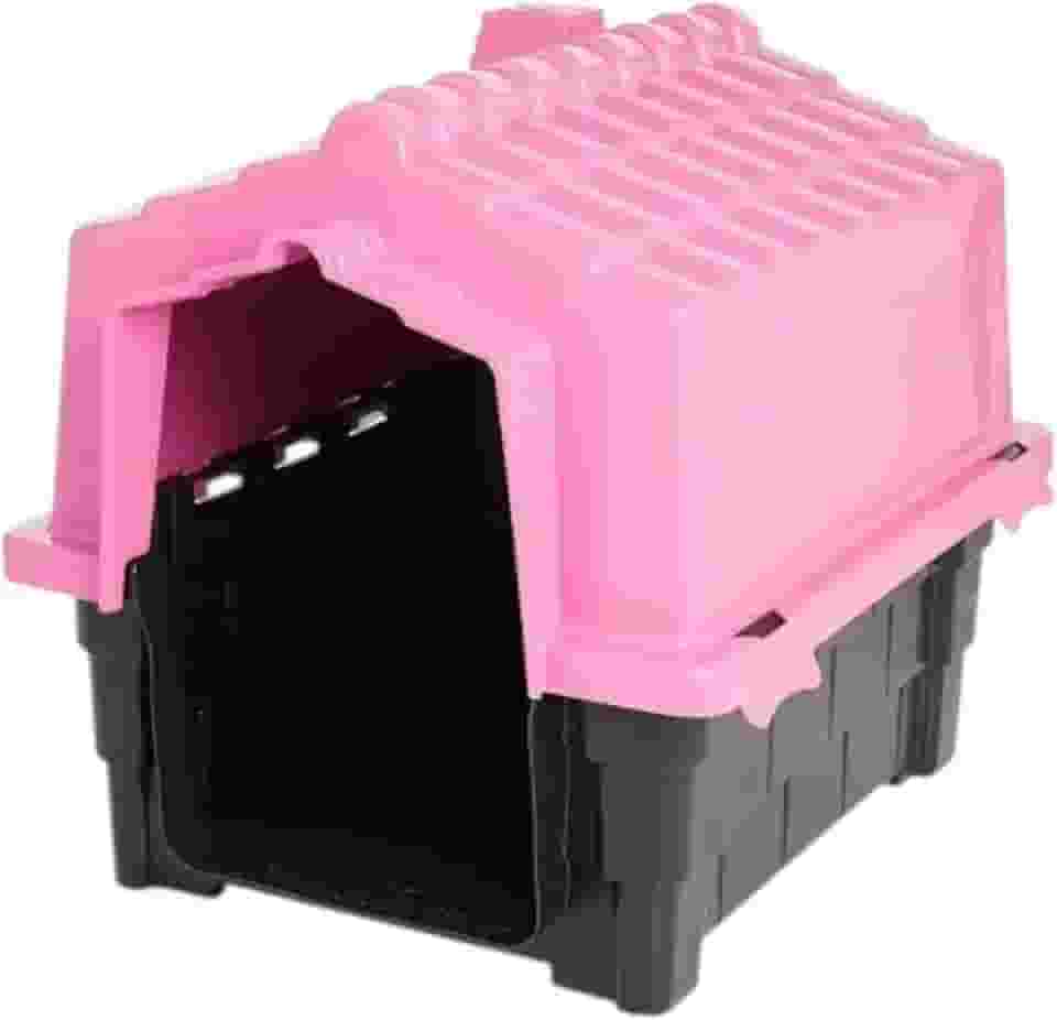 Casinha De Cachorro Plástica Pequeno e Medio Porte Casa Para Pet, Desmontável Resistente Com Proteção UV, 8 saídas de ar e 4 pontos para saída de água, Tamanhos N1. N2. N3. (Rosa, N.1)