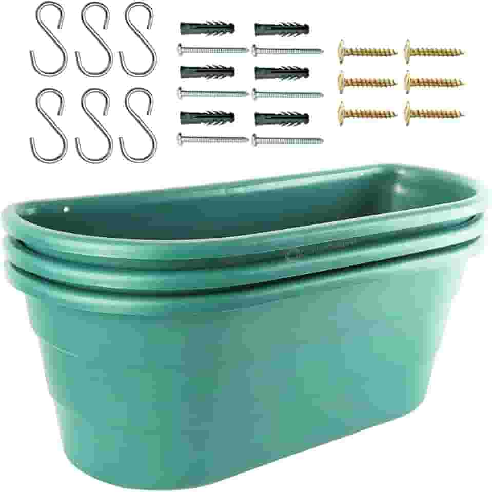 Jardineira Vaso 3 Floreiras de Parede para Plantas Painel Jardim Vertical Horta Kit com Ganchos e Parafusos Cor:Ciano