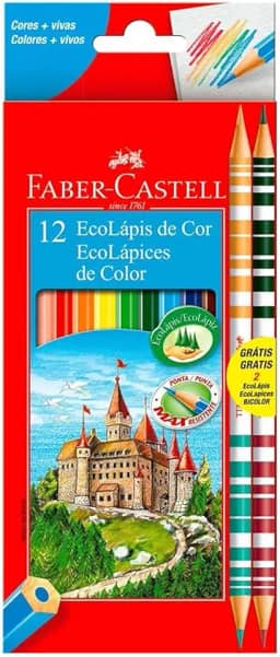 Lápis de Cor 12 Cores 2 Lápis Bicolor Faber Castell