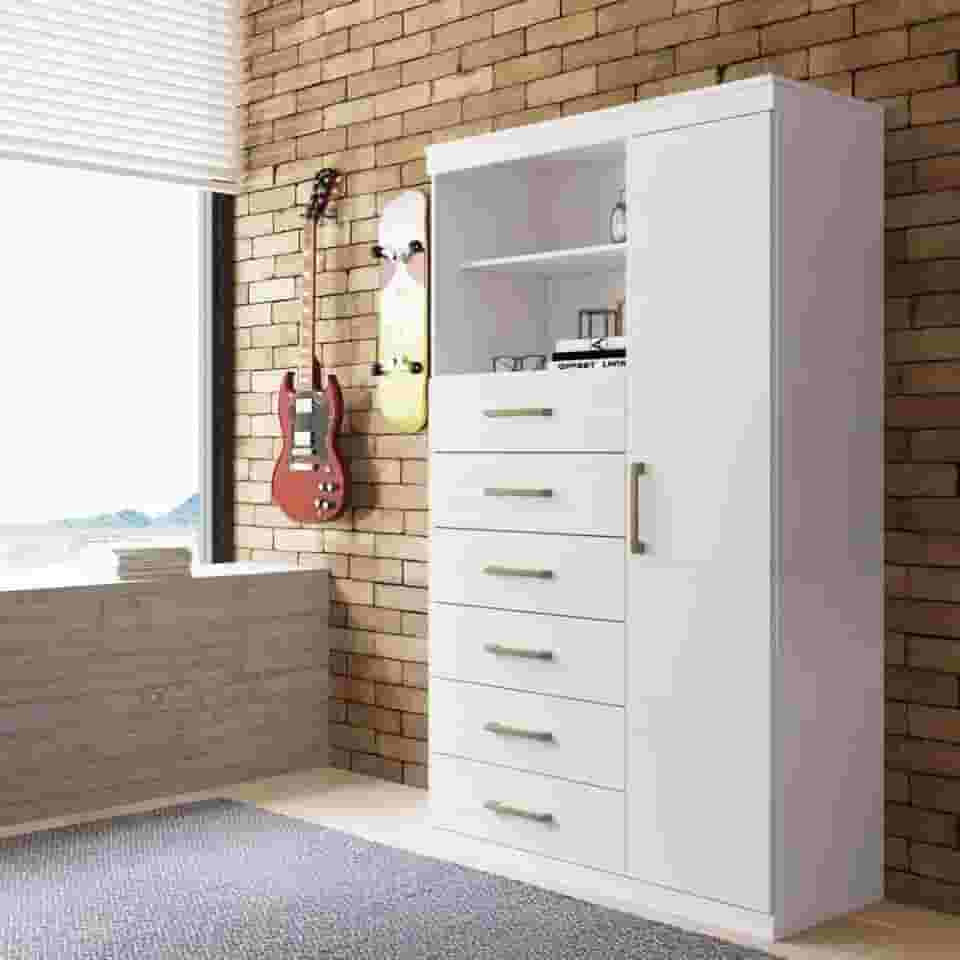 Cômoda 6 Gavetas 1 Porta 2 Nichos Marabá 1.6 Santos Andirá