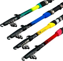 Vara de Pesca Telescópica MFK, 1.70 Metros, 10 Lbs, Molinete, Multicolorida
