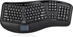 Adesso WKB-4500UB – Teclado ergonômico sem fio para desktop touchpad, design de teclas divididas, descanso de palma, teclas de controle de mídia, longa vida útil da bateria – Compatível com laptop/desktop/PC/Windows XP/7/8/10
