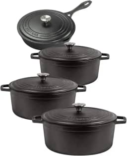 Jogo de panela de ferro fundido caçarola Neo 16, 18, 22 tampa de ferro alça de ferro e frigideira 20 Com tampa Santana