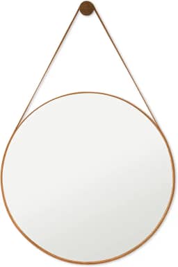 Espelho Redondo Decorativo Adnet Escandinavo 50cm + Suporte Caramelo