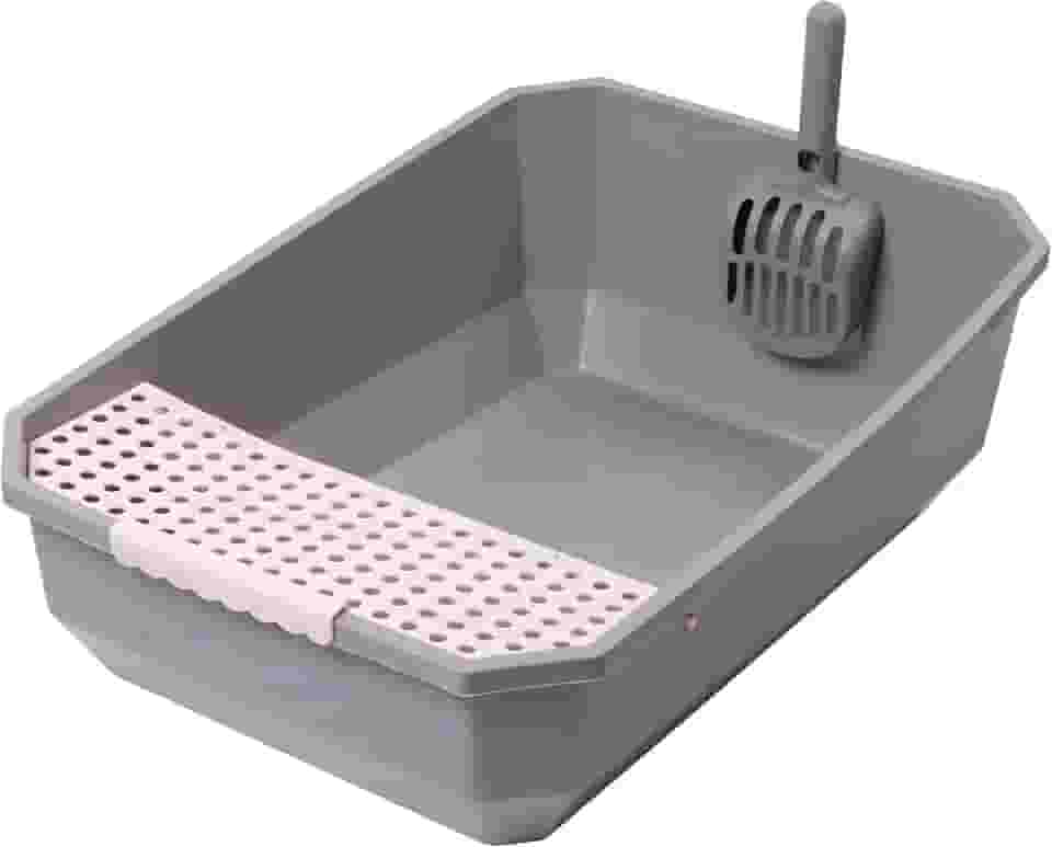 JAMBO PET Caixa De Areia Com Pá Para Gatos Design Moderno Cinza, Extra Grande