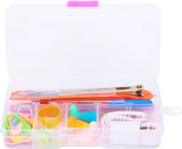 Conjunto de ferramentas de tricô, novos acessórios de kit de costura em caixa com agulhas, pinças, dedal, alfinetes grandes para iniciantes, tricô suave e projetos versáteis, viagens em família