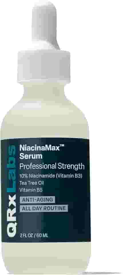 Sérum Multibenefícios com Niaciminada Ultra Pura a 10%, enriquecido com Pró-Vitamina B5, Extrato de Calêndula e Óleo Essencial de Melaleuca. Ideal para Poros Dilatados, Manchas e Acne, QRxLabs