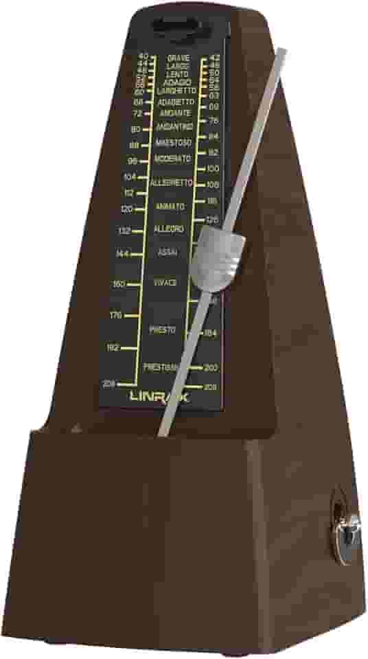M2 Metrônomo Mecânico para Piano Guitarra Baixo Ukulele Violino Violoncelo Saxofone Trompete e Todos os Instrumentos Musicais, Faixa de Tempo e Batida, Som Alto, Alta Precisão, Grão de Madeira
